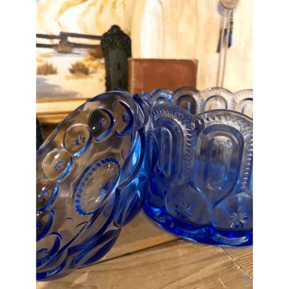 L.E. Smith Mould Weishar Moon and Star Glass Crystal Kimberlite Large Jardiniere - Picture 2 of 7